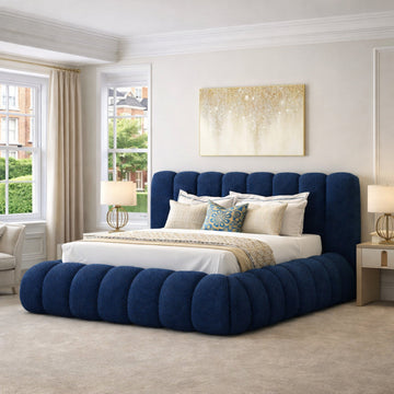 How to clean a bouclé or teddy fabric bed — cream teddy bouclé upholstery