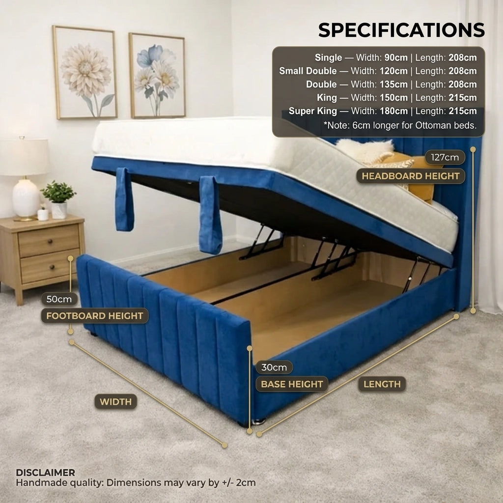 Luna Storage Ottoman Divan Bed — modern UK storage divan bed