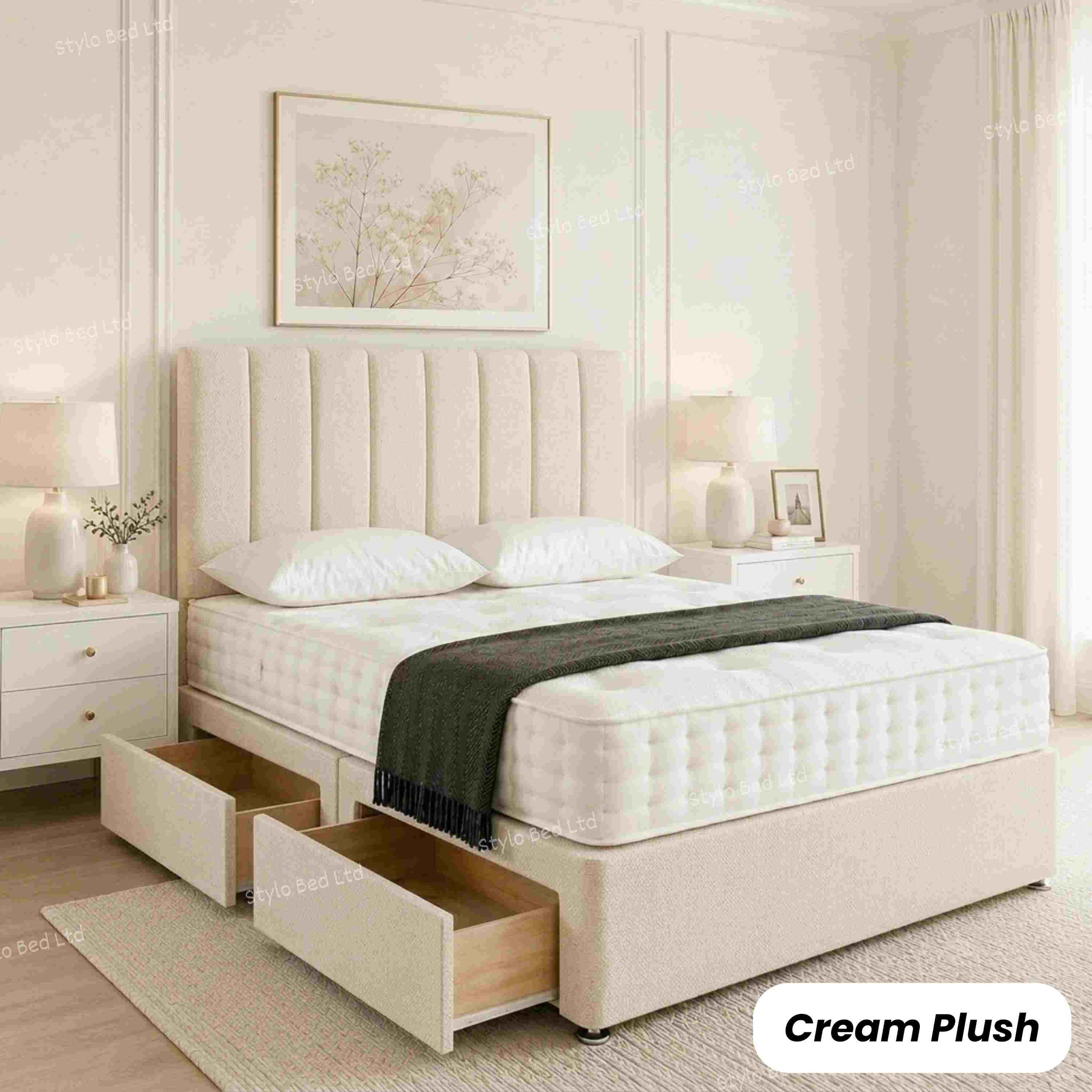 D'Amicow Luxury UK Divan Bed Base with Drawer Storage,