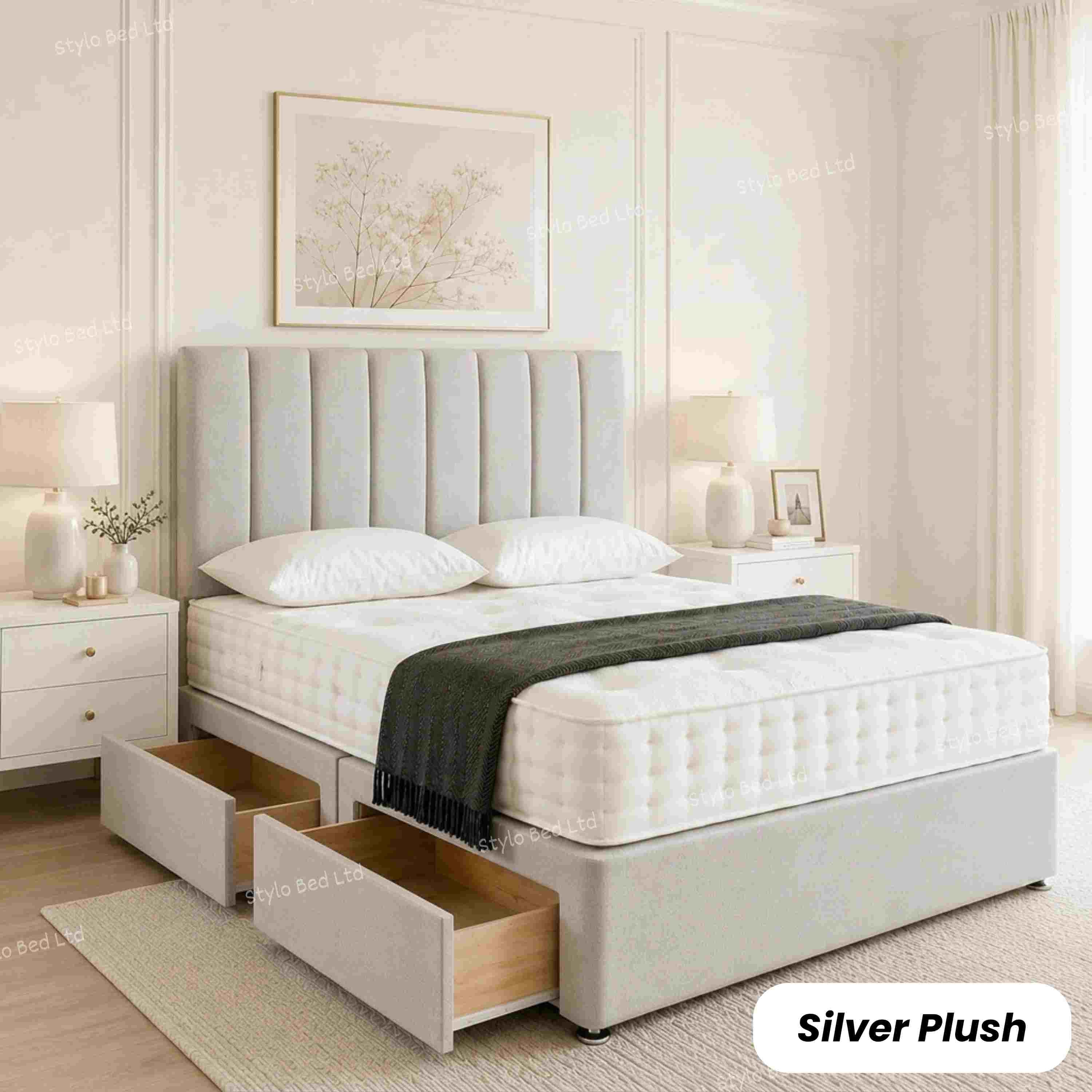 D'Amicow Luxury UK Divan Bed Base with Drawer Storage,