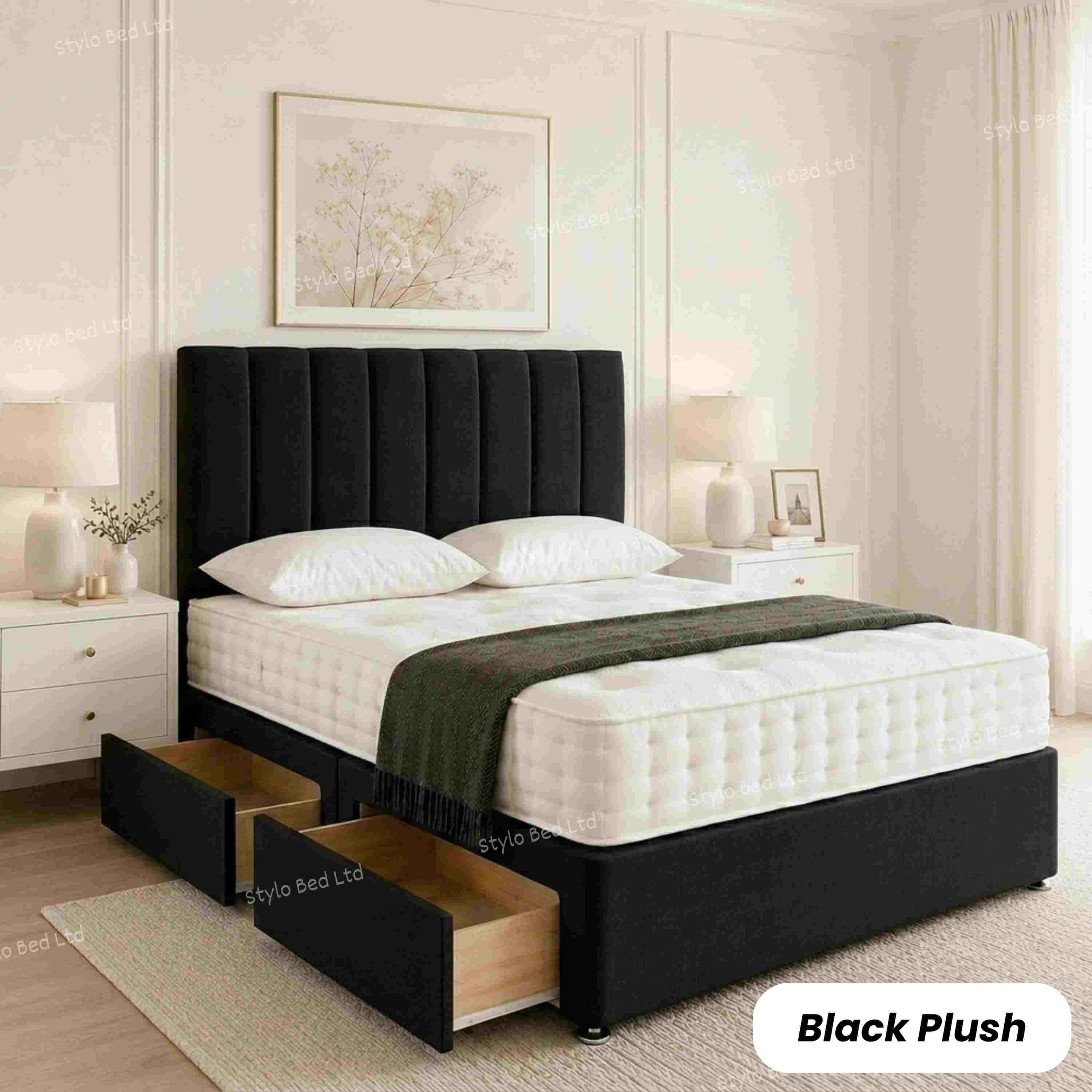 D'Amicow Luxury UK Divan Bed Base with Drawer Storage,