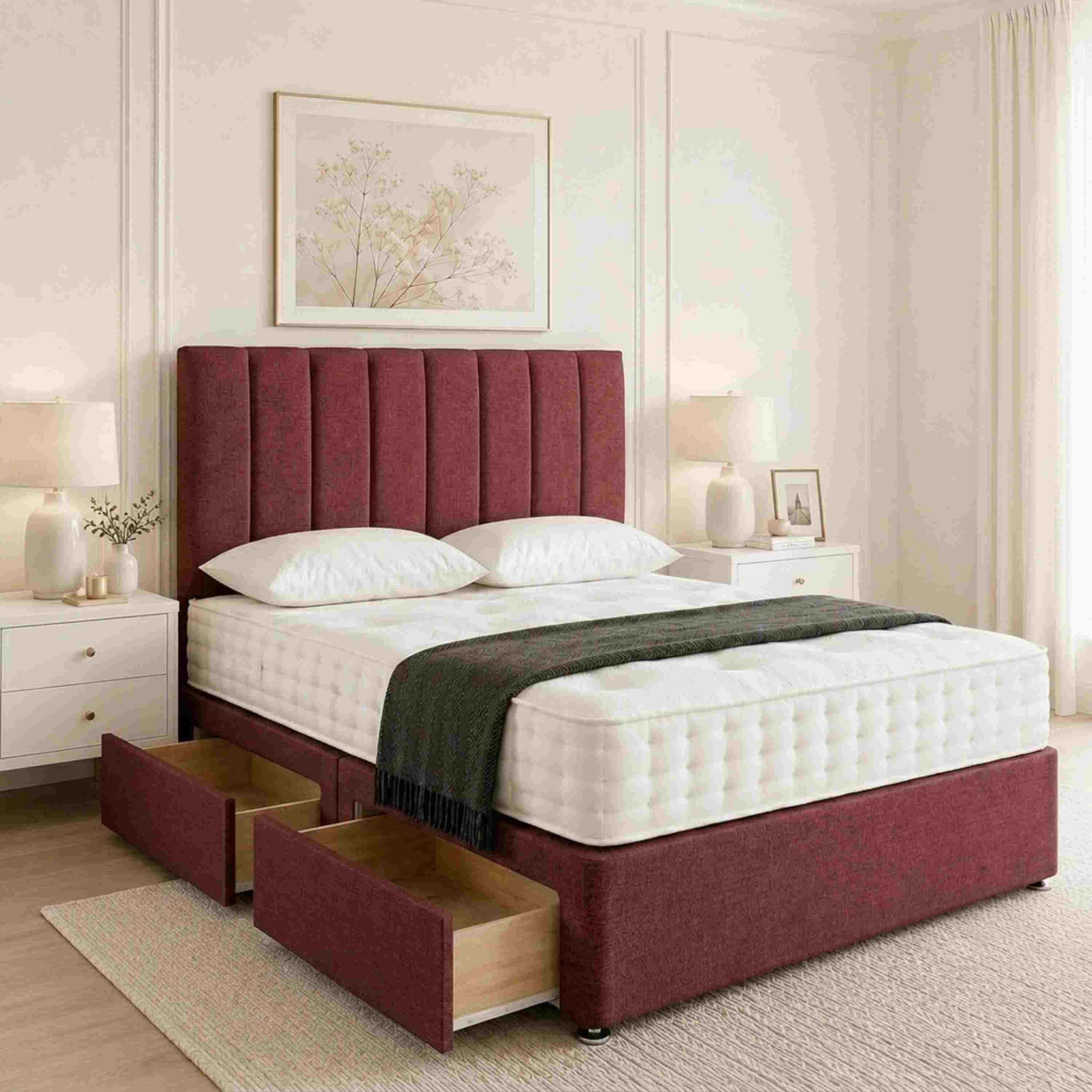 D'Amicow Luxury UK Divan Bed Base with Drawer Storage,