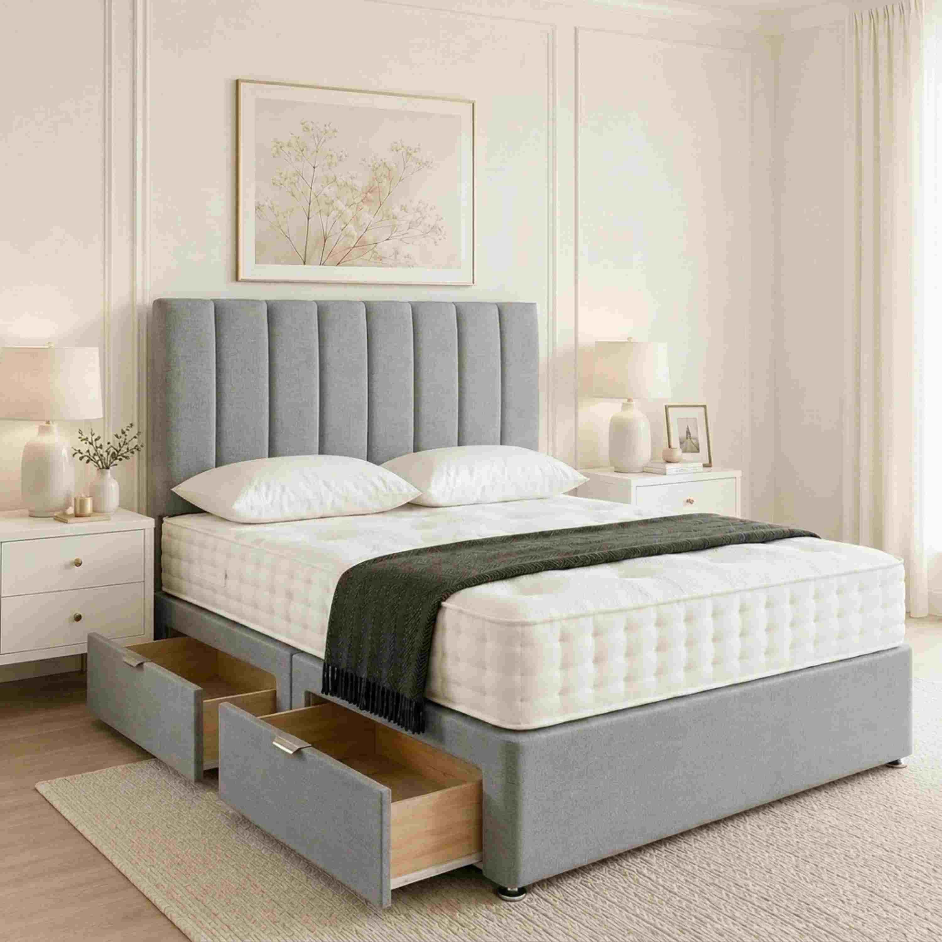 D'Amicow Luxury UK Divan Bed Base with Drawer Storage,