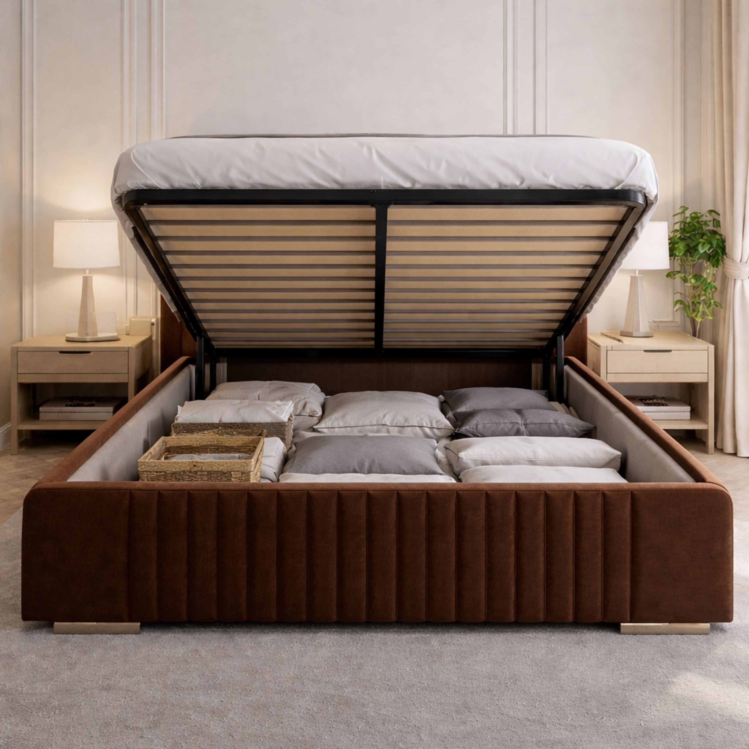 Noble Winged Ottoman Bed