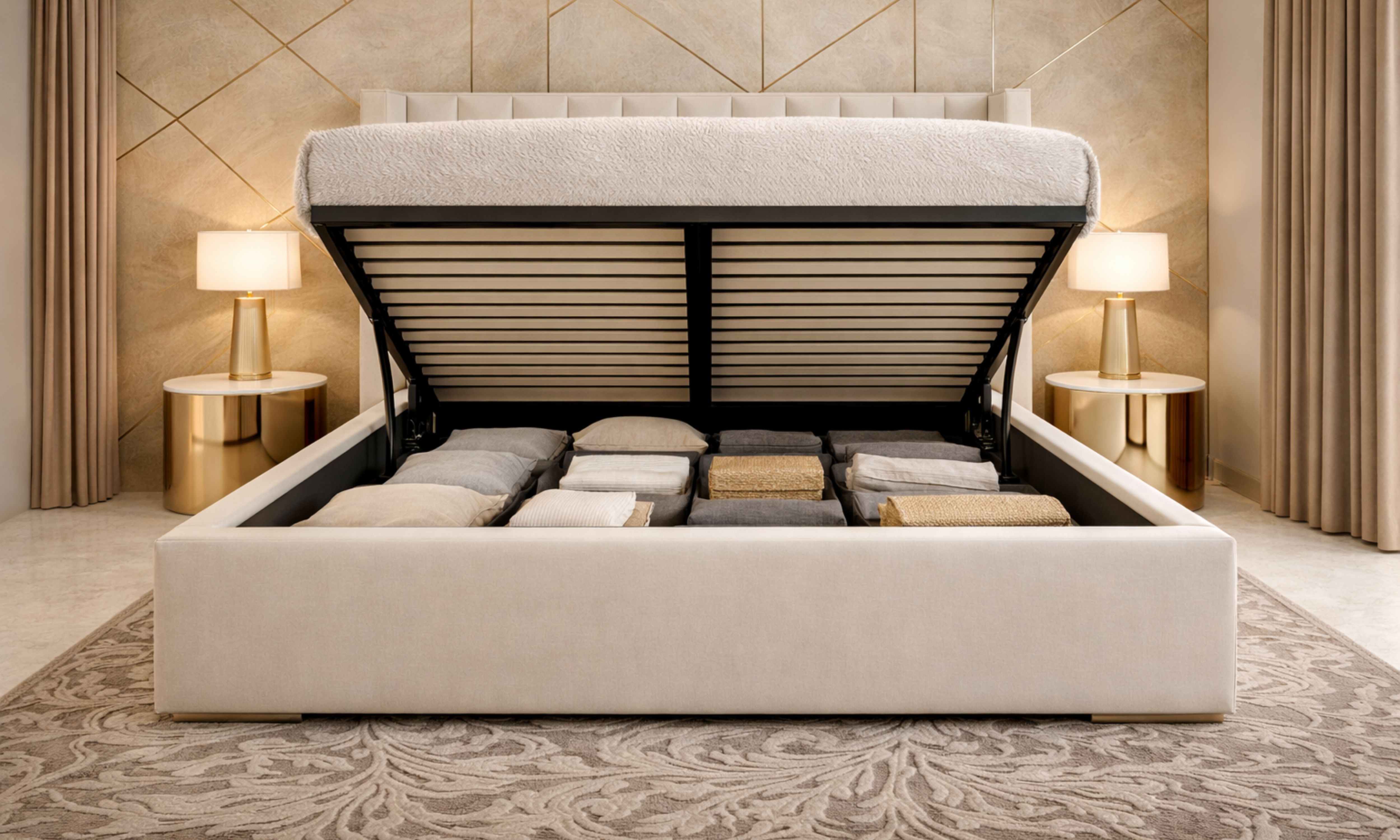 Plush Crown Ottoman Storage Bed