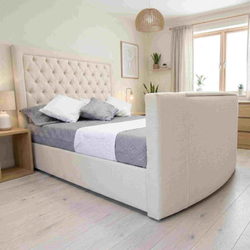 Chesterfield TV Bed Plush Velvet Storage Bed Frame