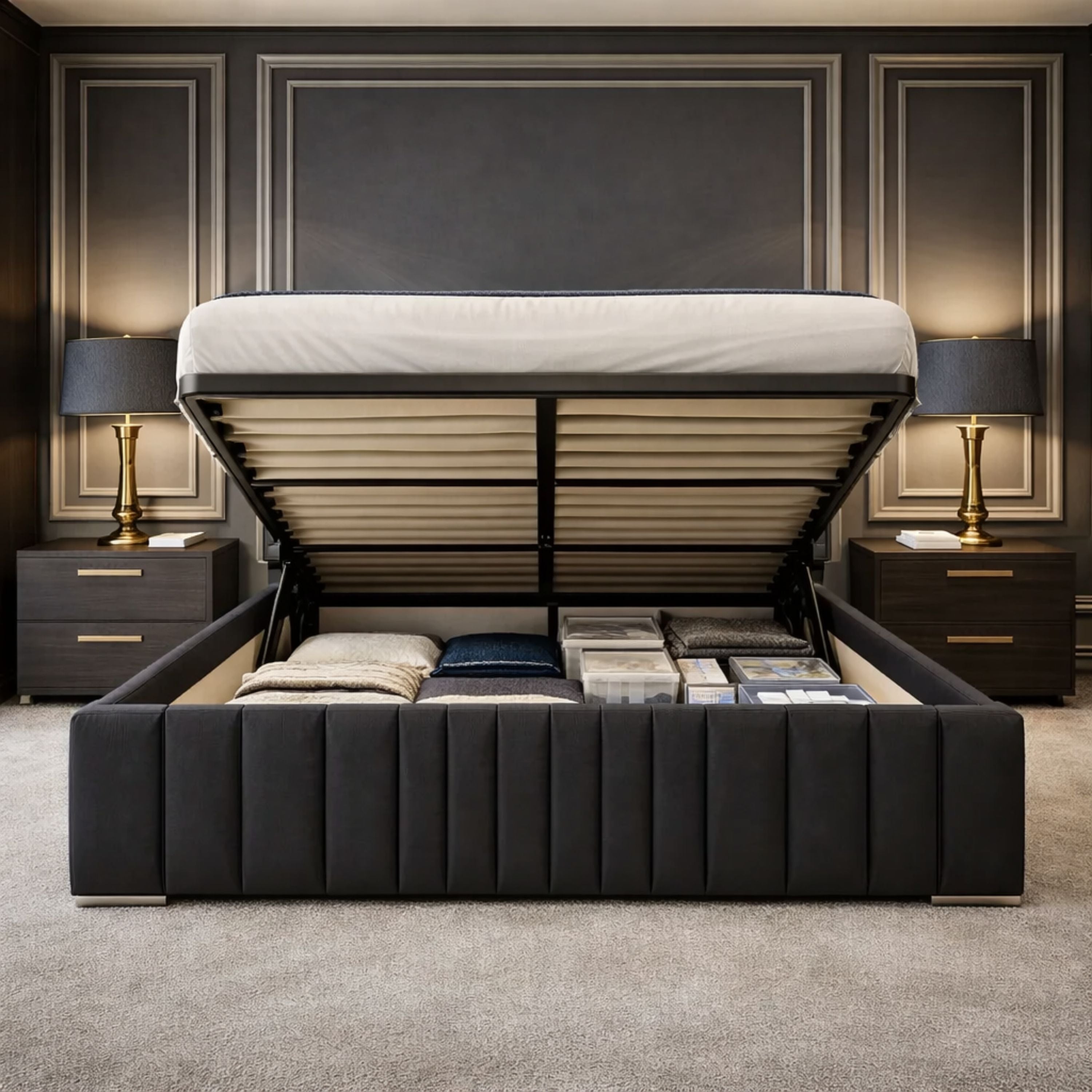 Monaco Luxury Gas Lift Ottoman Bed