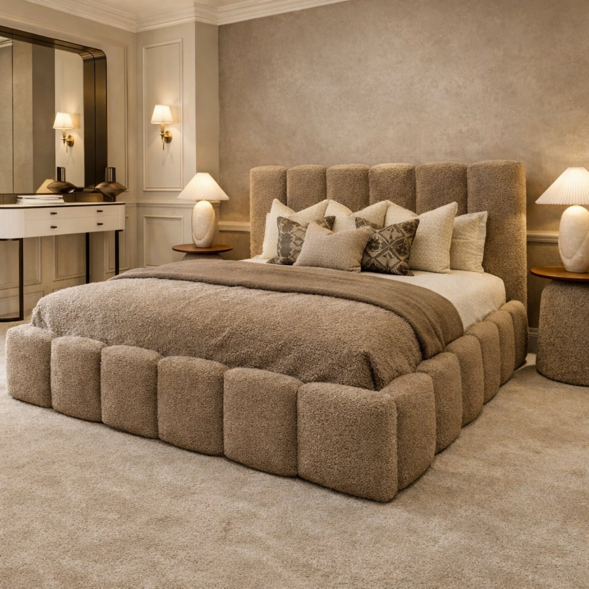 Luxe Haven Bouclé Panel Bed