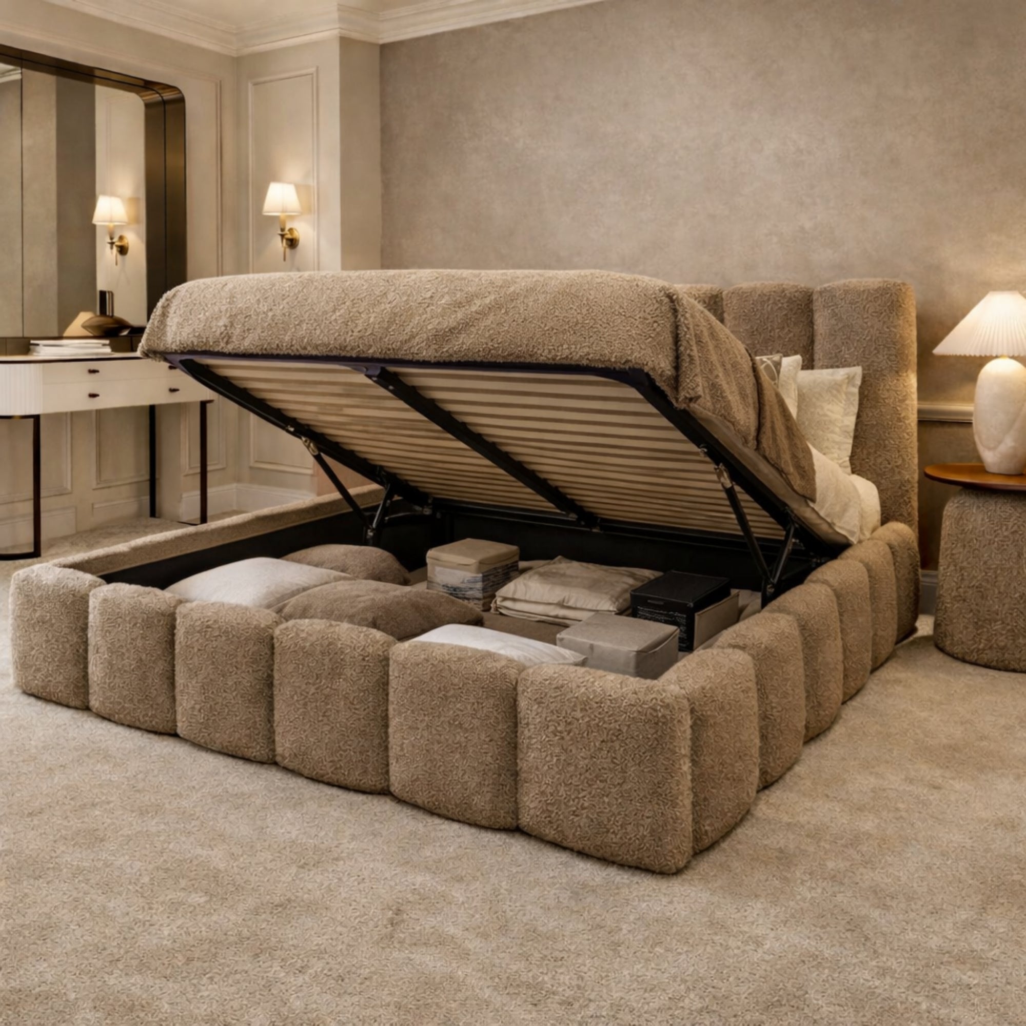 Luxe Haven Bouclé Panel Bed