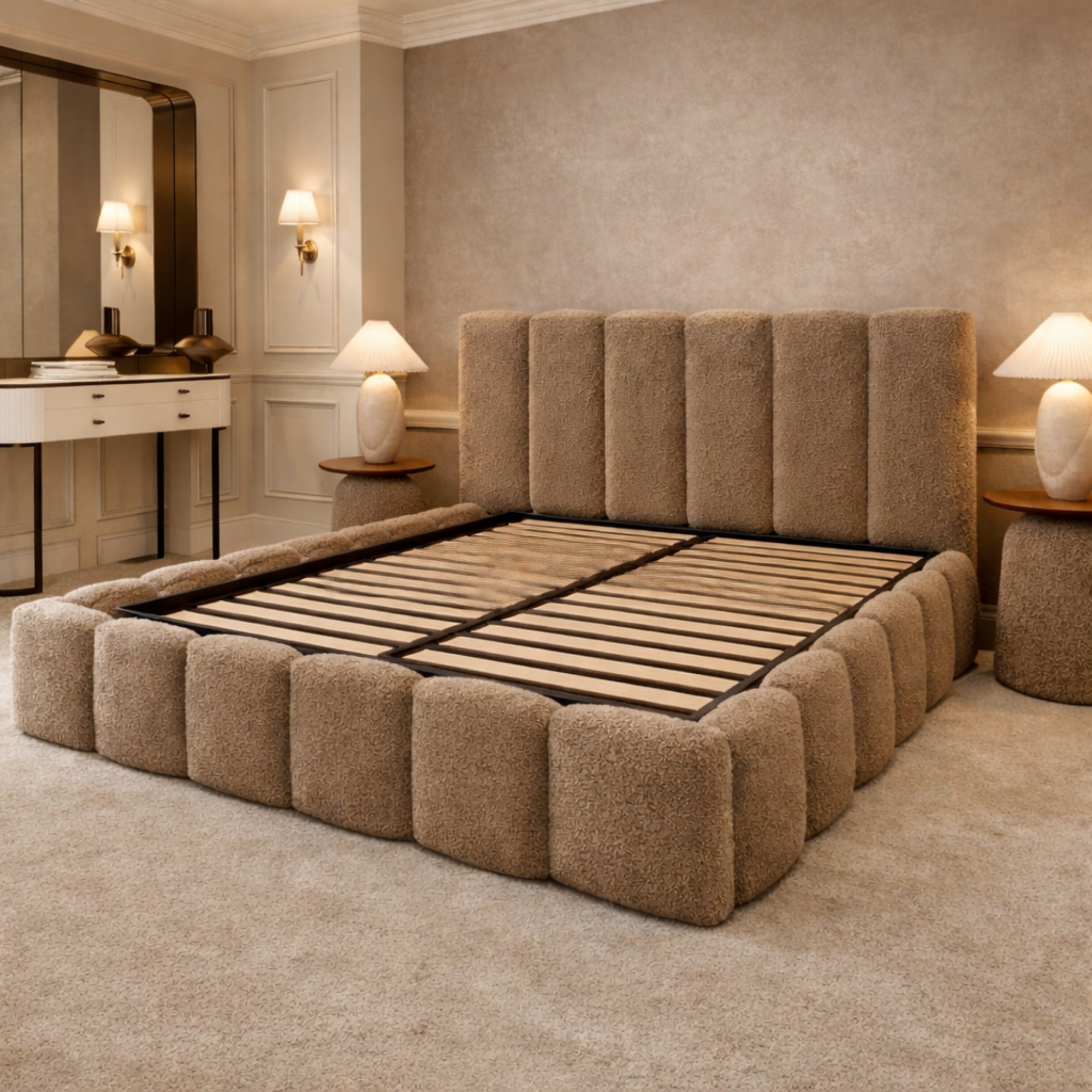 Luxe Haven Bouclé Panel Bed
