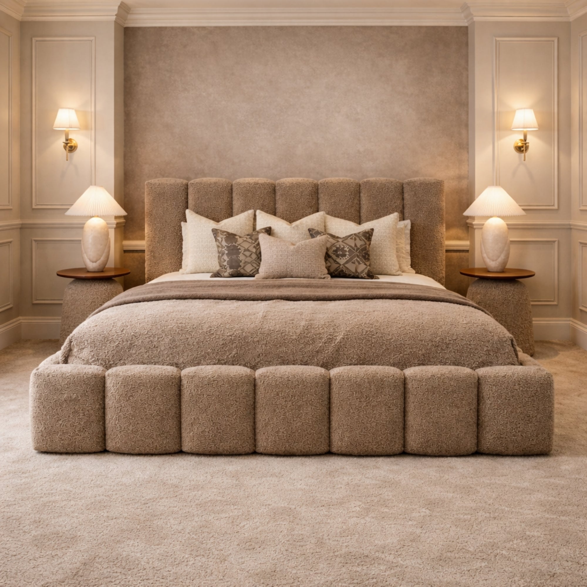 Luxe Haven Bouclé Panel Bed