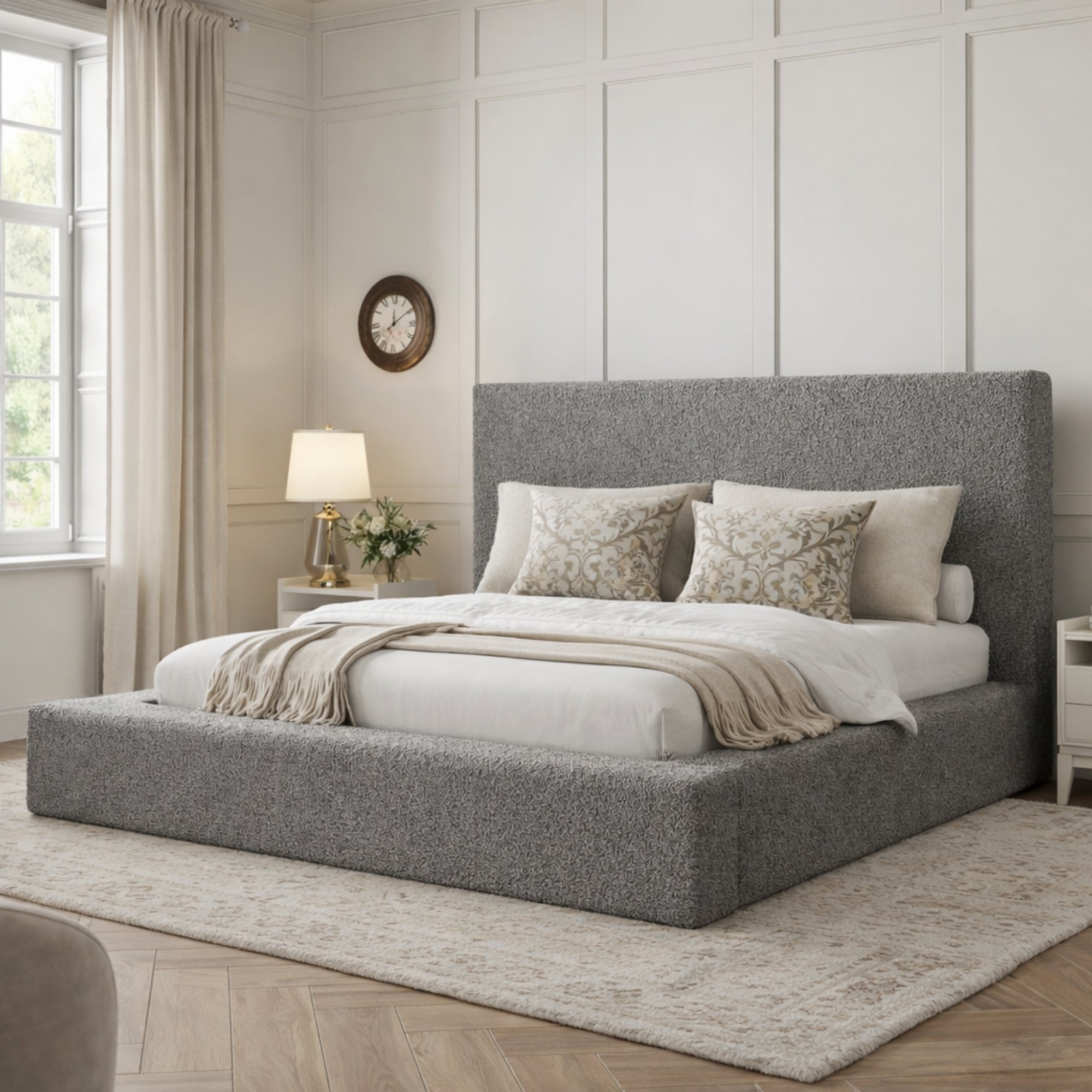 Milan Curved Bouclé Bed Frame