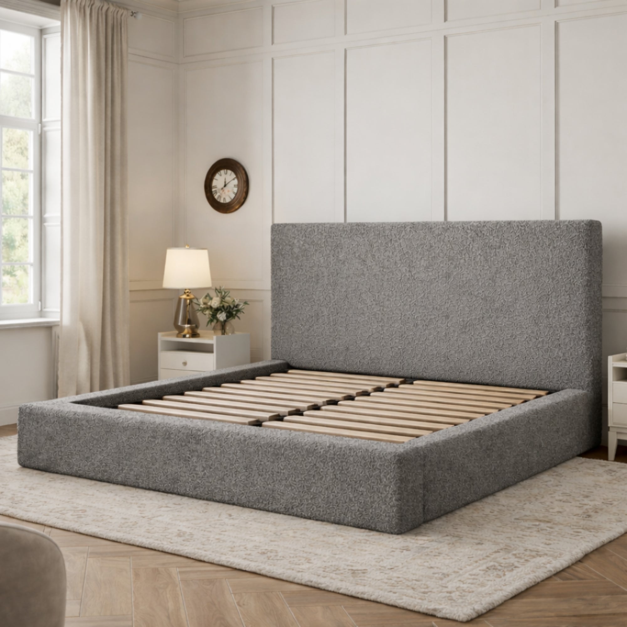 Milan Curved Bouclé Bed Frame