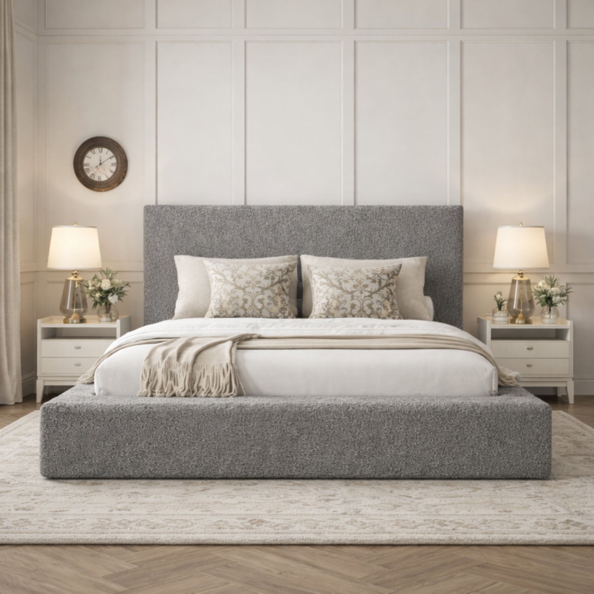 Milan Curved Bouclé Bed Frame