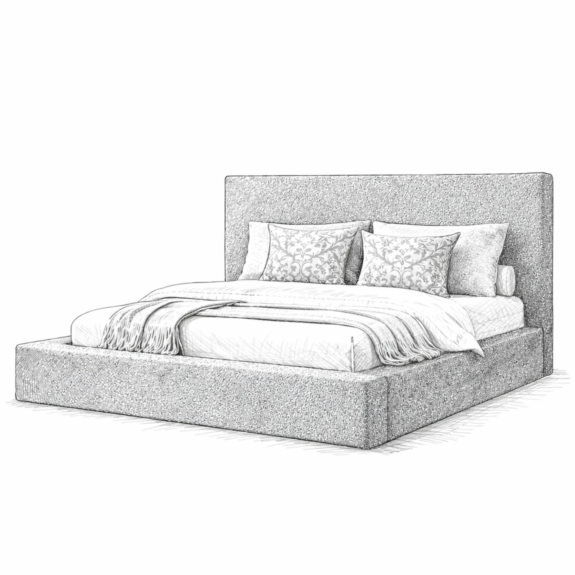 Milan Curved Bouclé Bed Frame