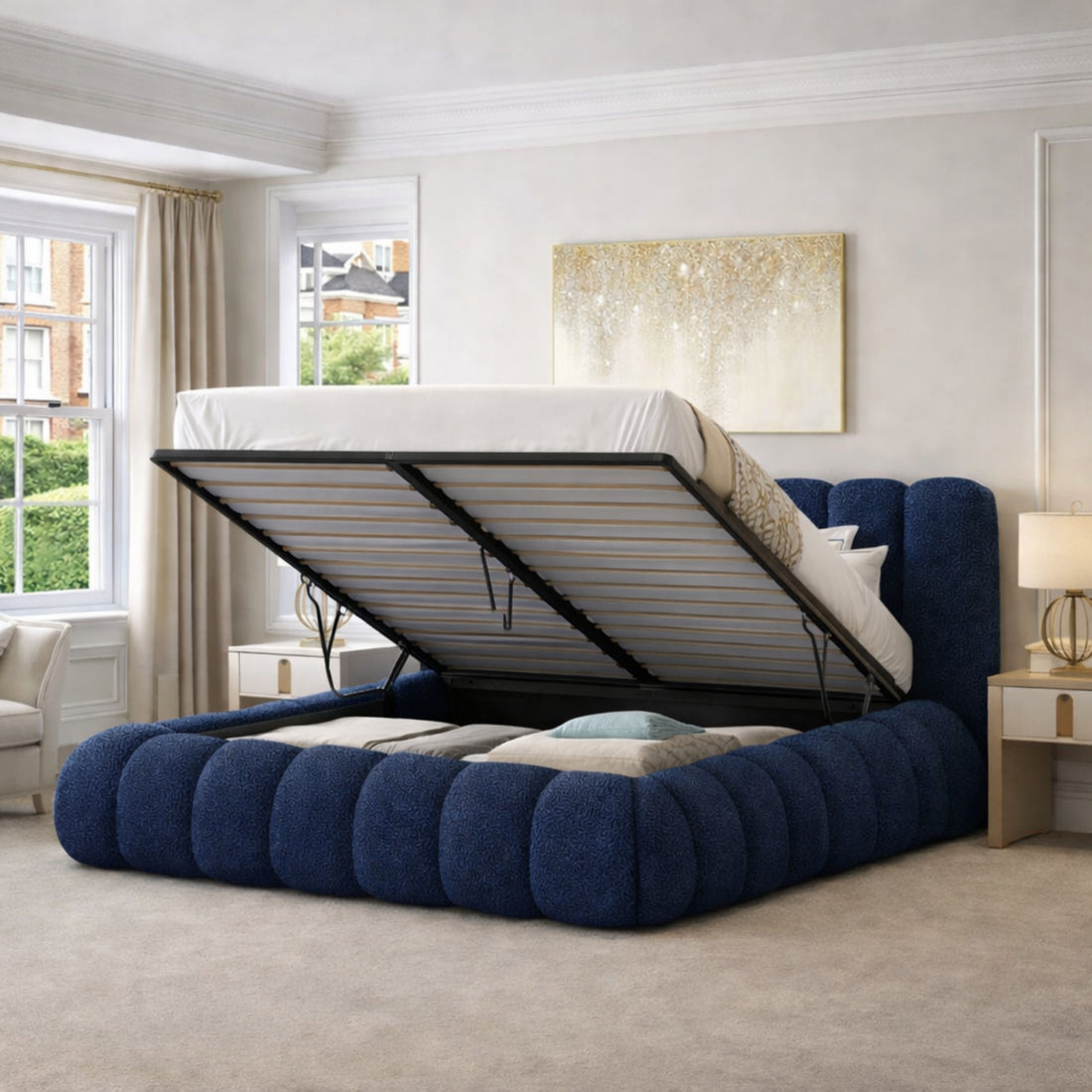 Luna Cream Bouclé Statement Bed