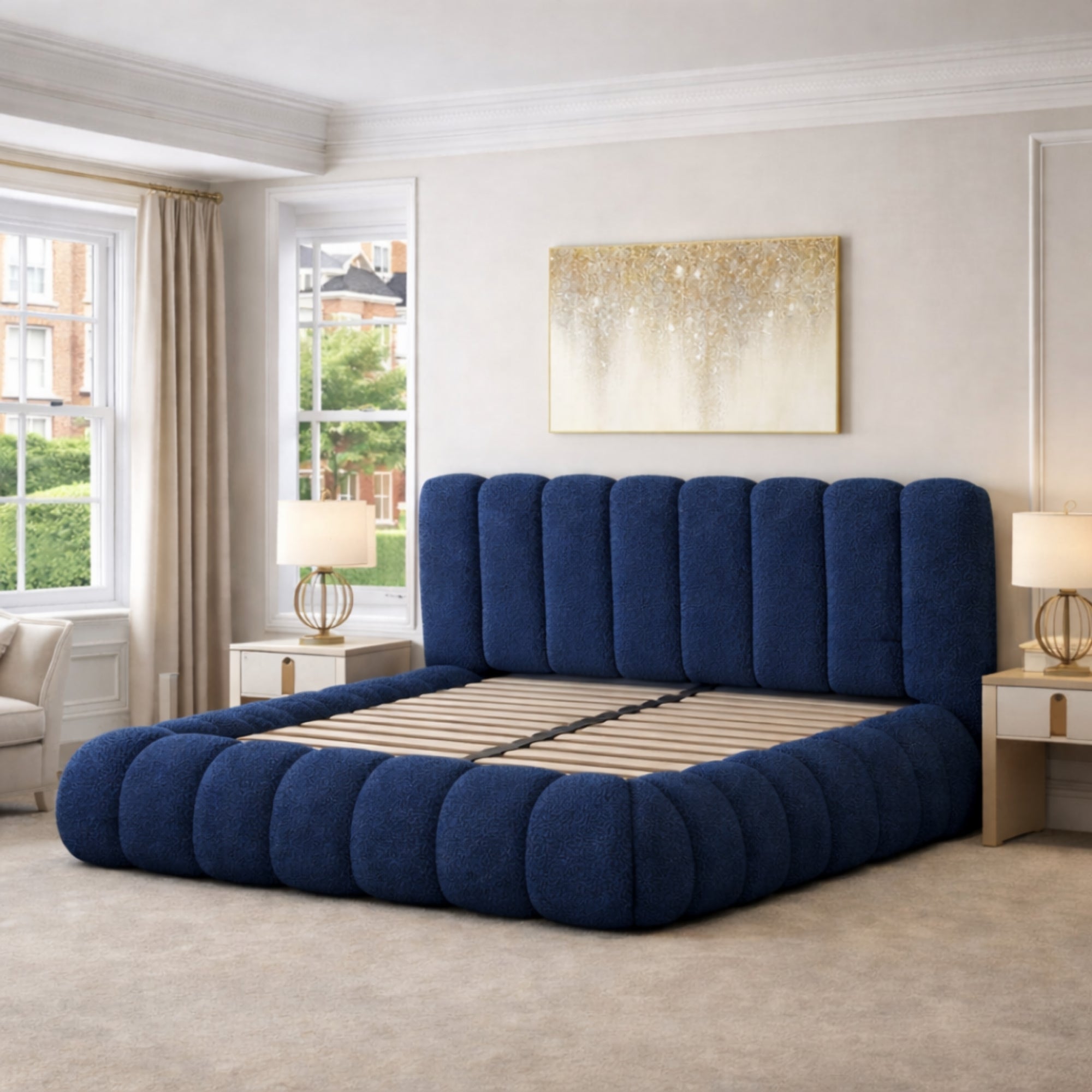 Luna Cream Bouclé Statement Bed