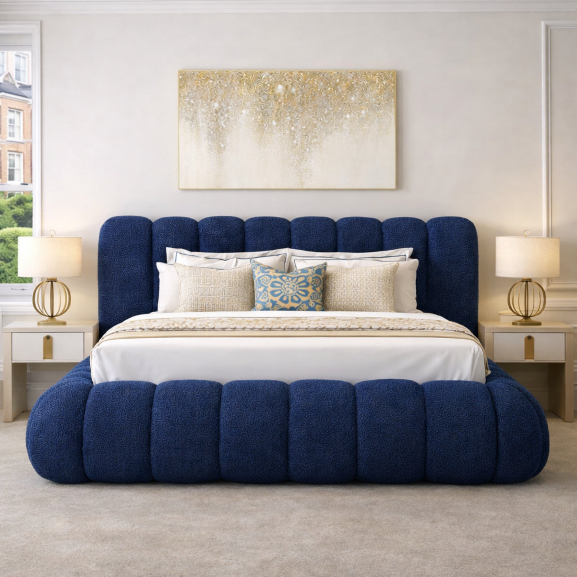 Luna Cream Bouclé Statement Bed