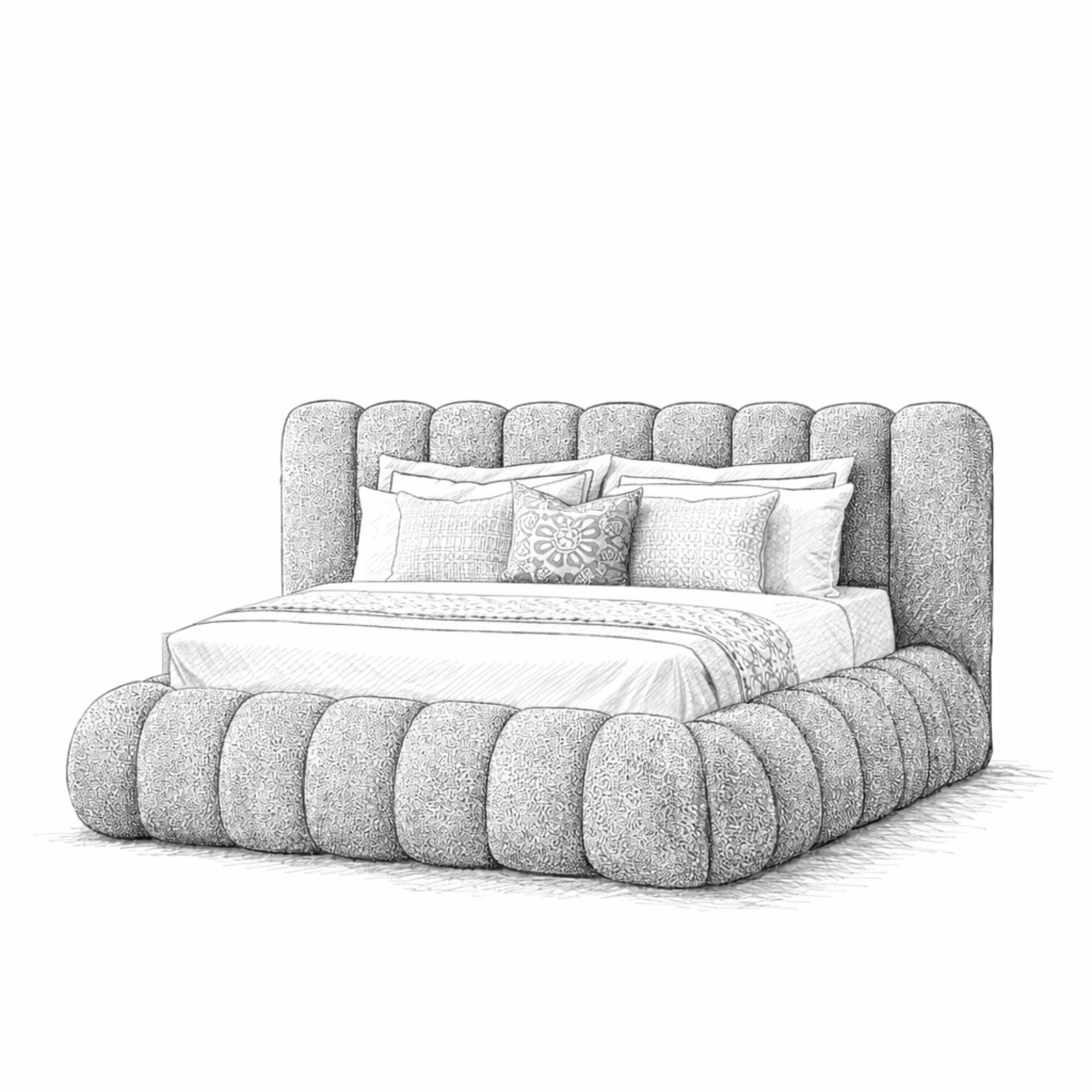 Luna Cream Bouclé Statement Bed