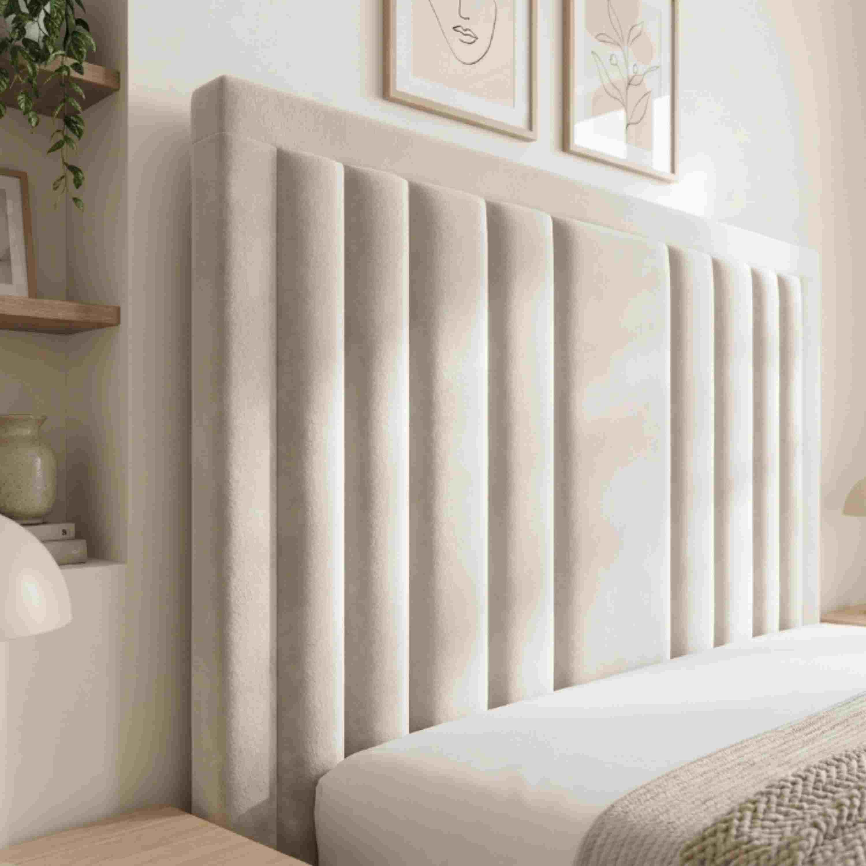 Panel TV Bed Plush Velvet Storage Bed Frame UK King Size
