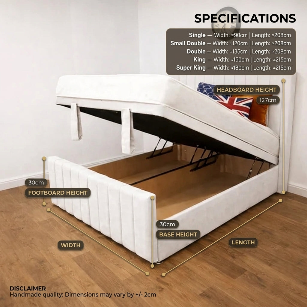 Aurora Lift-Up Ottoman Divan Bed — UK ottoman divan with easy lift-up storage
