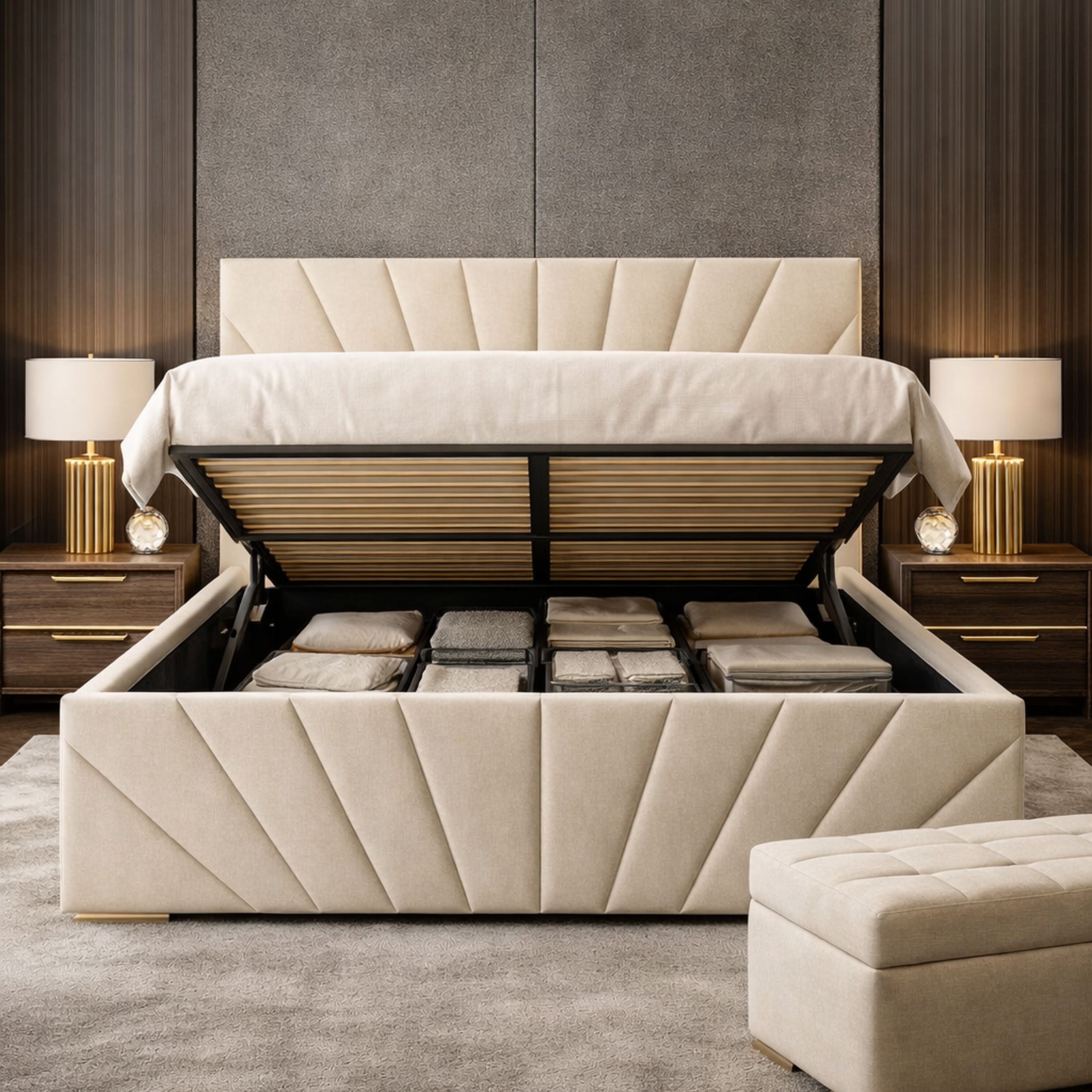 Majesty Wingback Ottoman Bed