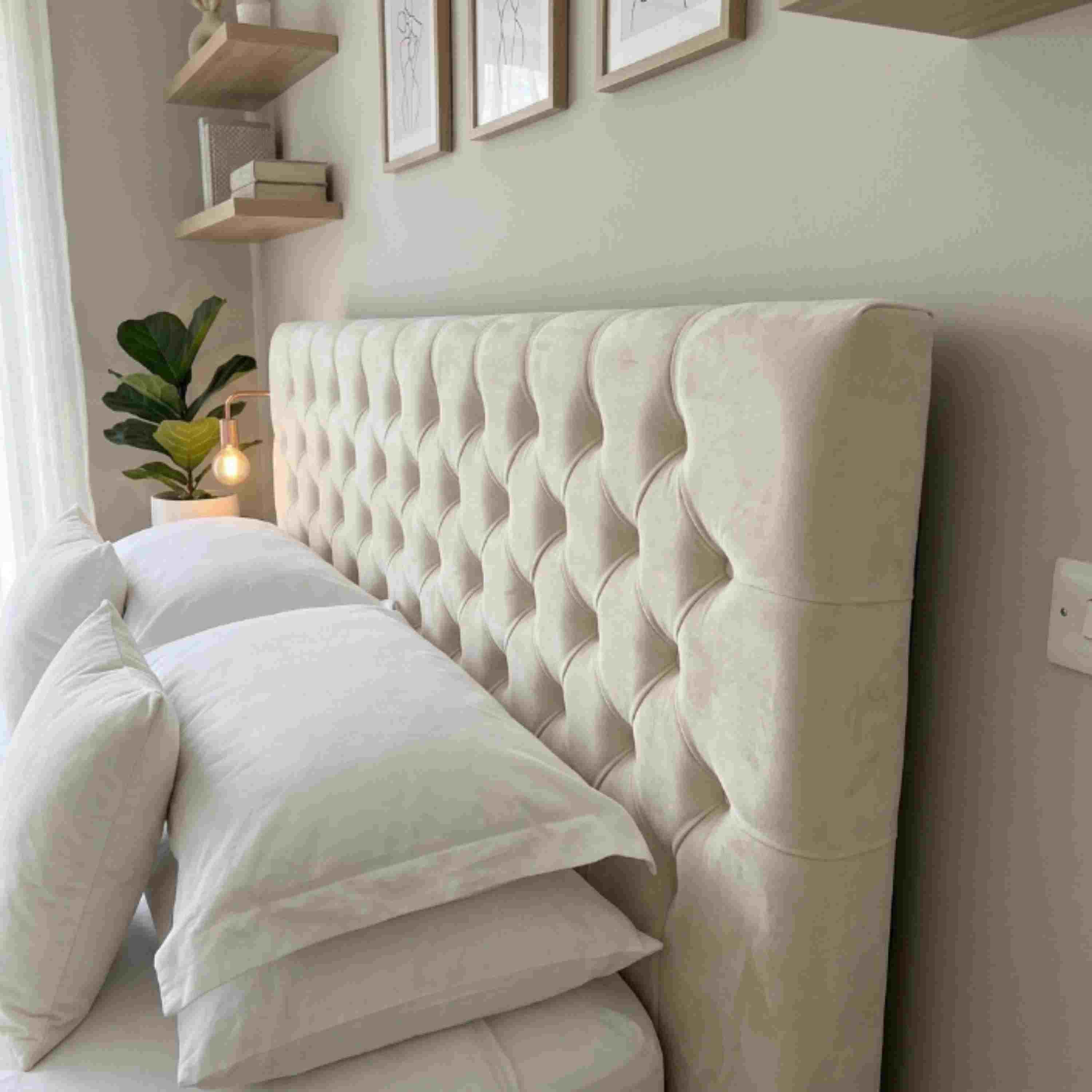 Chesterfield TV Bed Plush Velvet Storage Bed Frame UK King Size