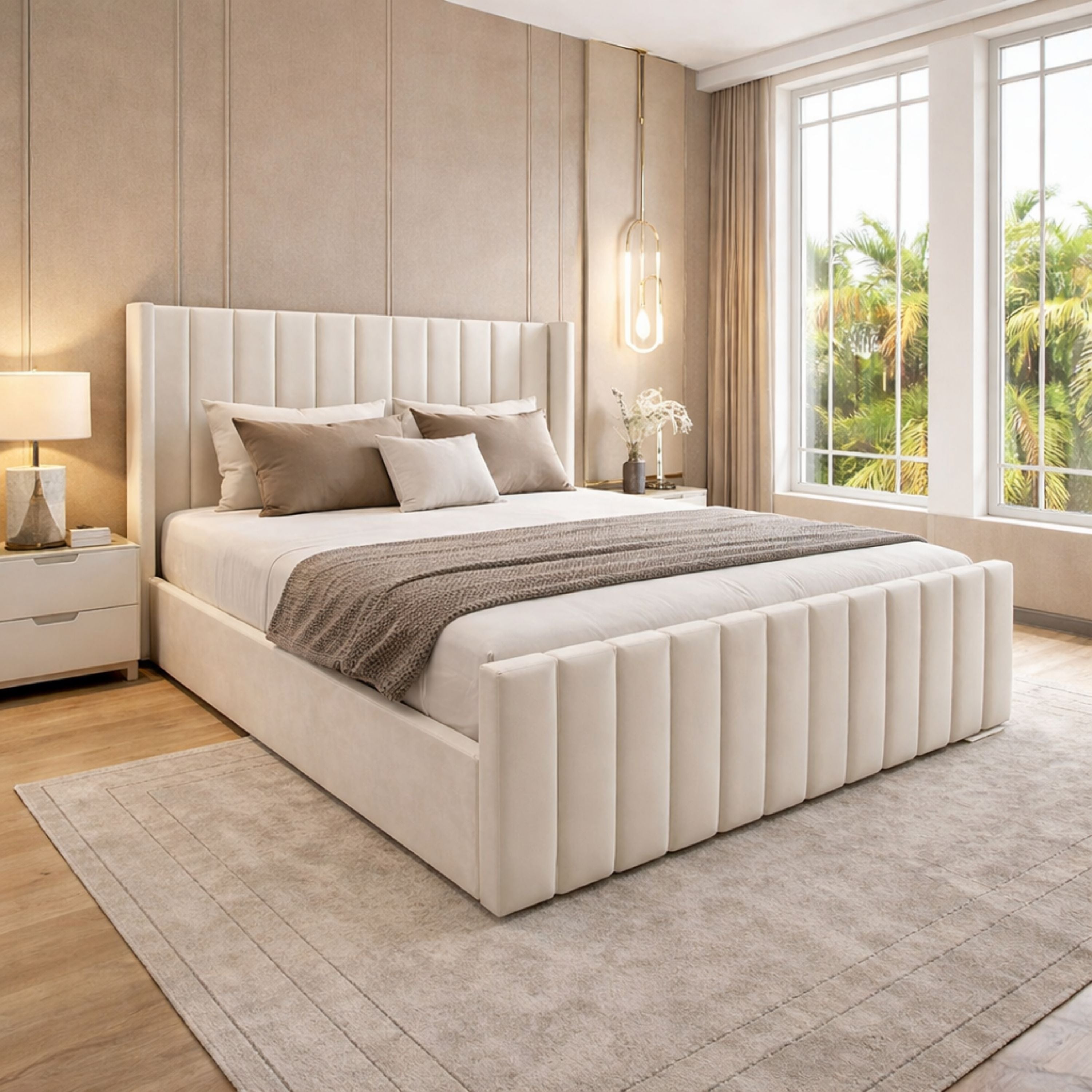 Milano Plush Velvet Ottoman Bed