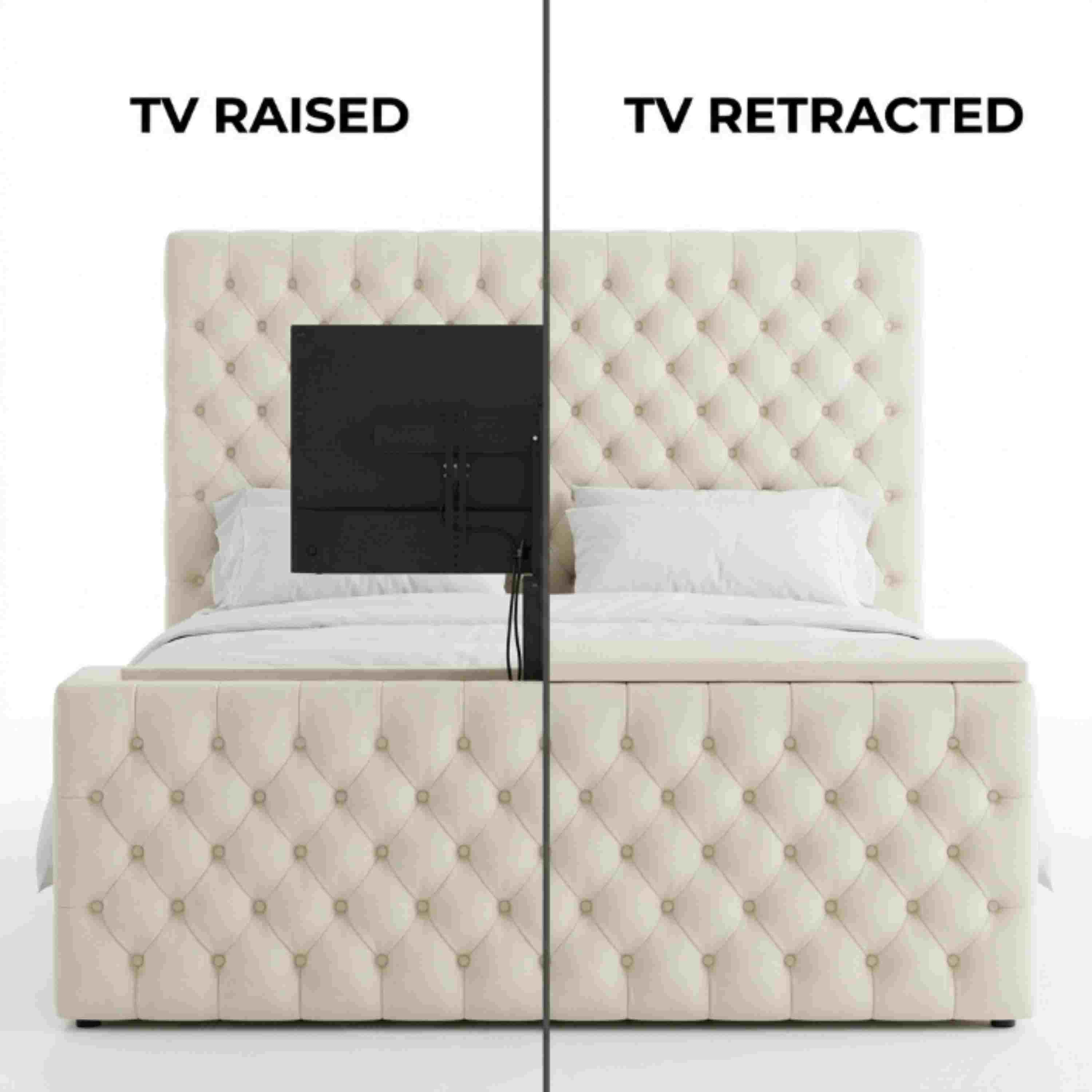 Chesterfield Straight Border TV Bed Plush Velvet Storage Bed
