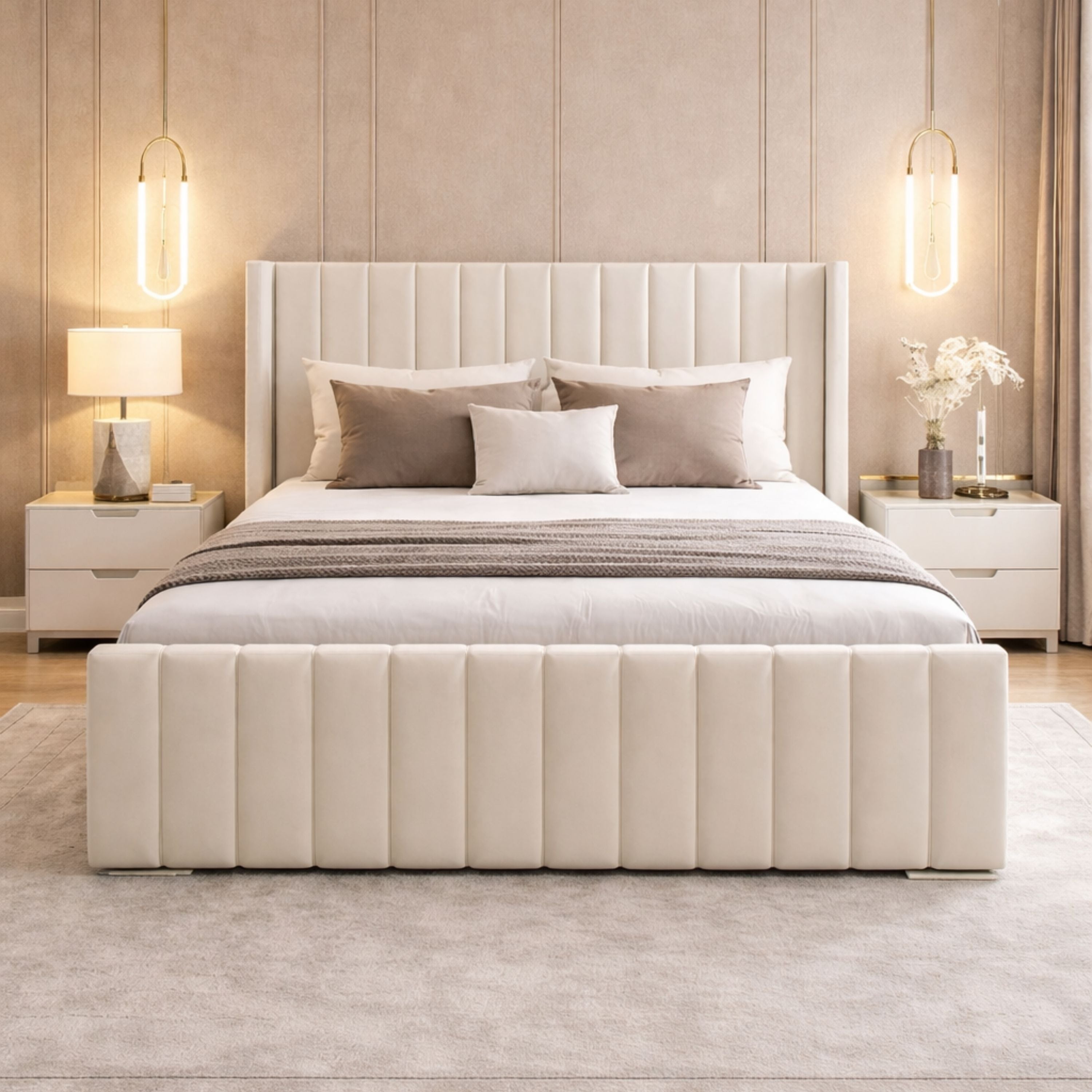 Milano Plush Velvet Ottoman Bed