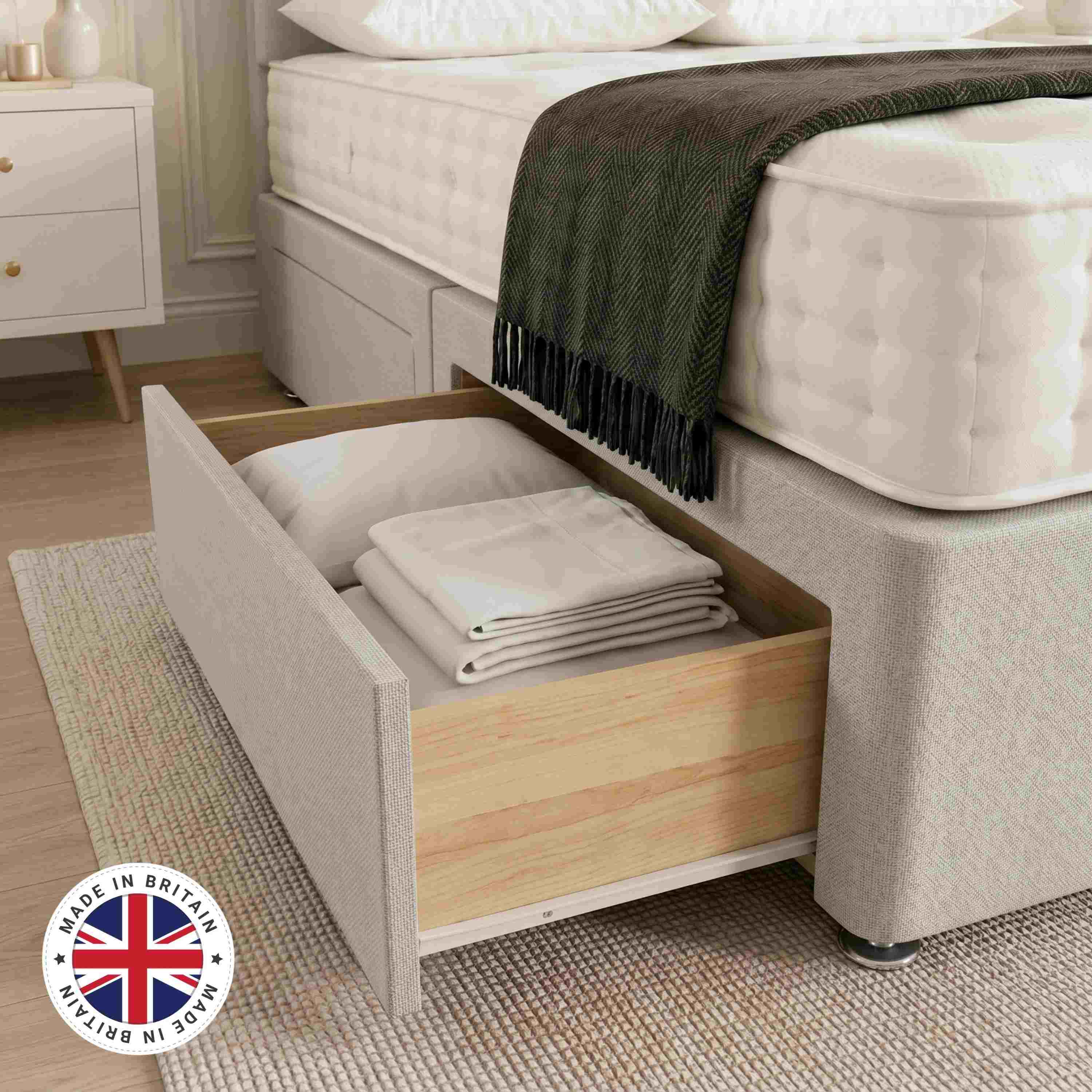 Luxury Panel TV Bed Plush Velvet Storage Bed Frame