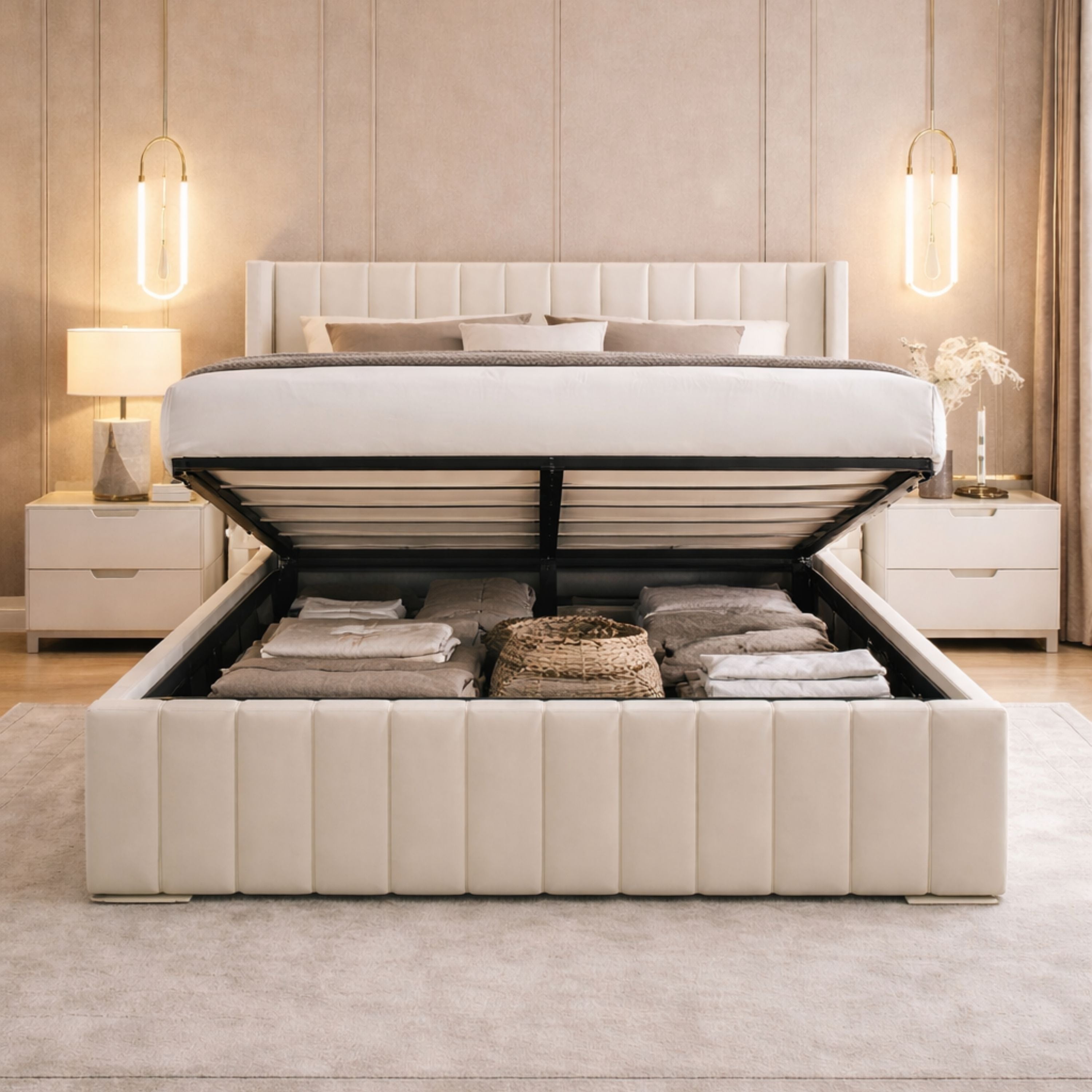 Milano Plush Velvet Ottoman Bed
