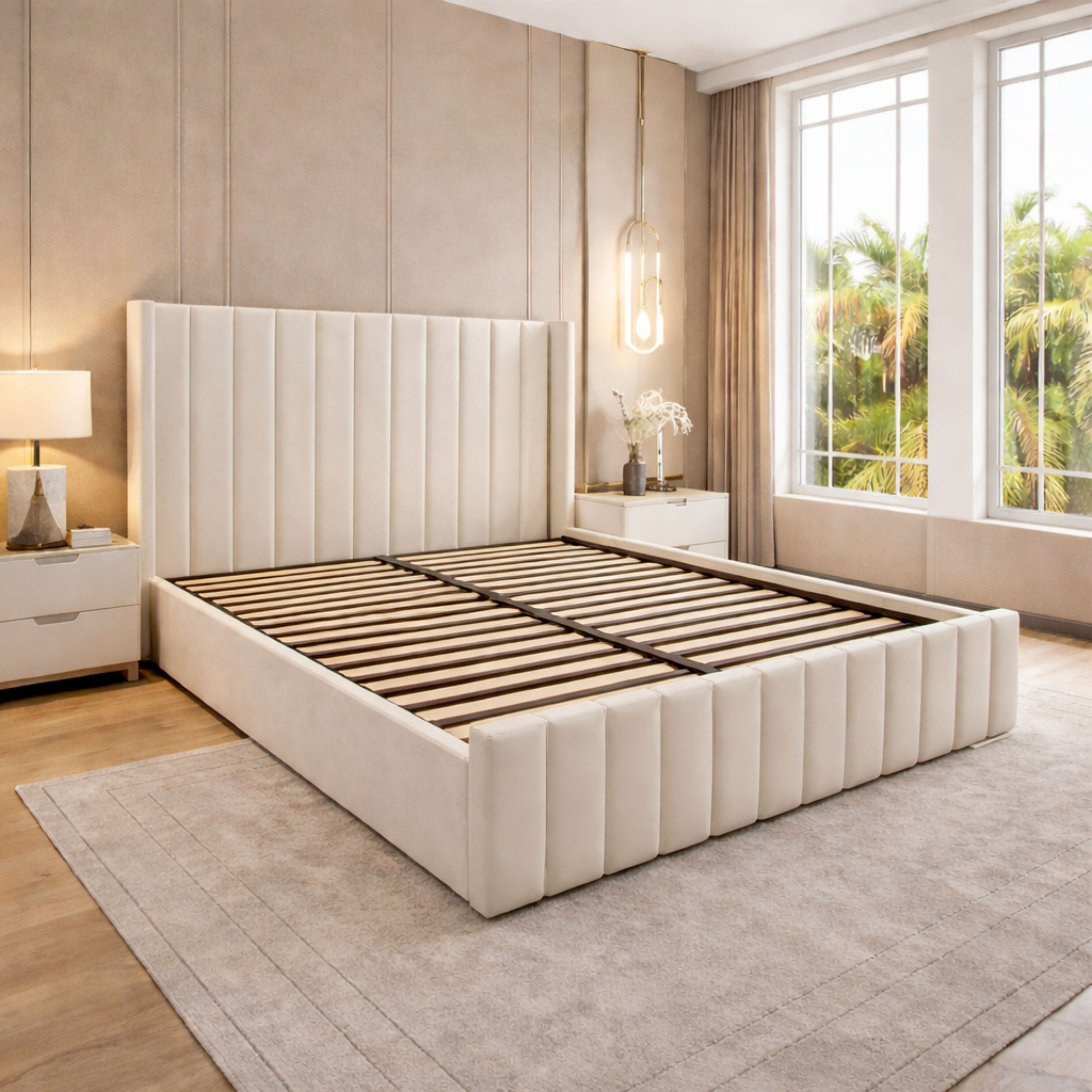 Milano Plush Velvet Ottoman Bed