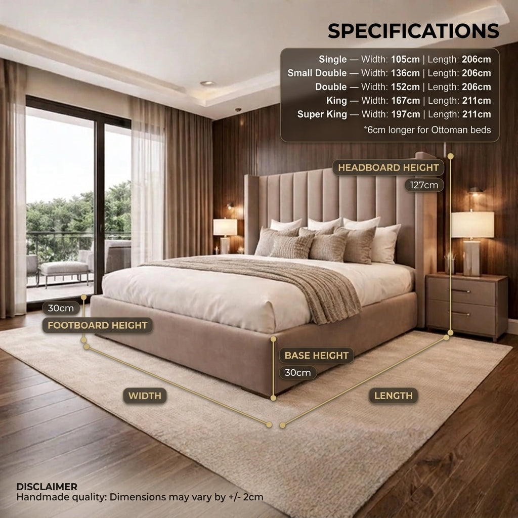 Aurora Lift-Up Storage Ottoman Bed — handcrafted UK ottoman bed with easy gas-lift base