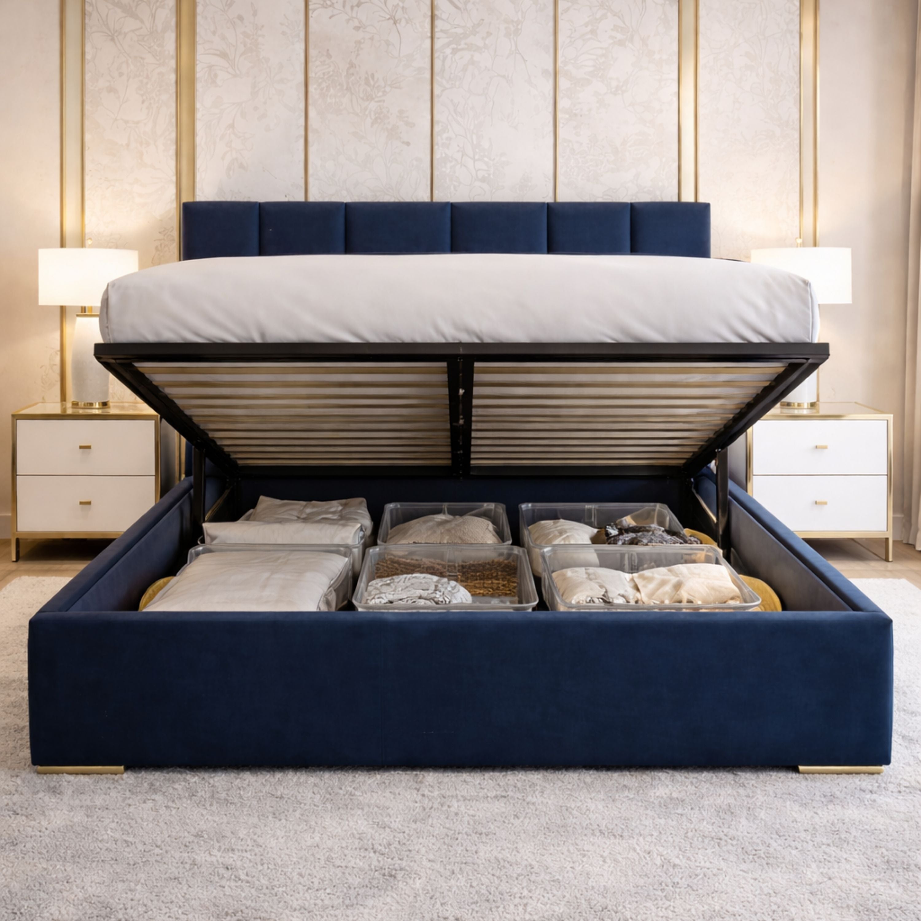 Majestic Velvet Ottoman Bed