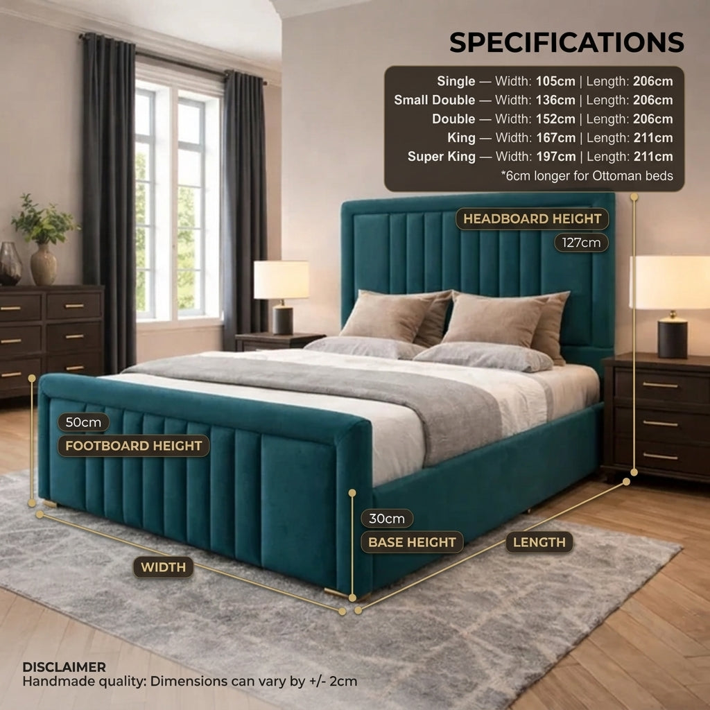 Artisan Handmade Ottoman Bed — hand-upholstered UK ottoman bed with gas-lift storage