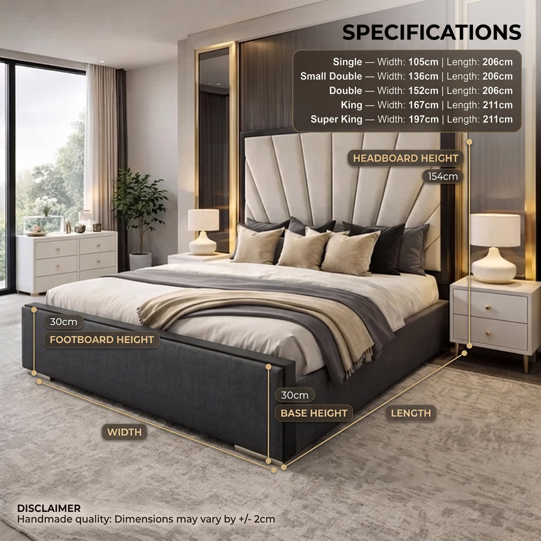Classic Manor Ottoman Bed — traditional tall headboard UK ottoman bed with storage