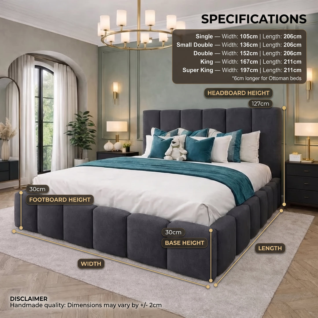 Regal Comfort Ottoman Storage Bed — cushioned headboard UK ottoman bed with storage