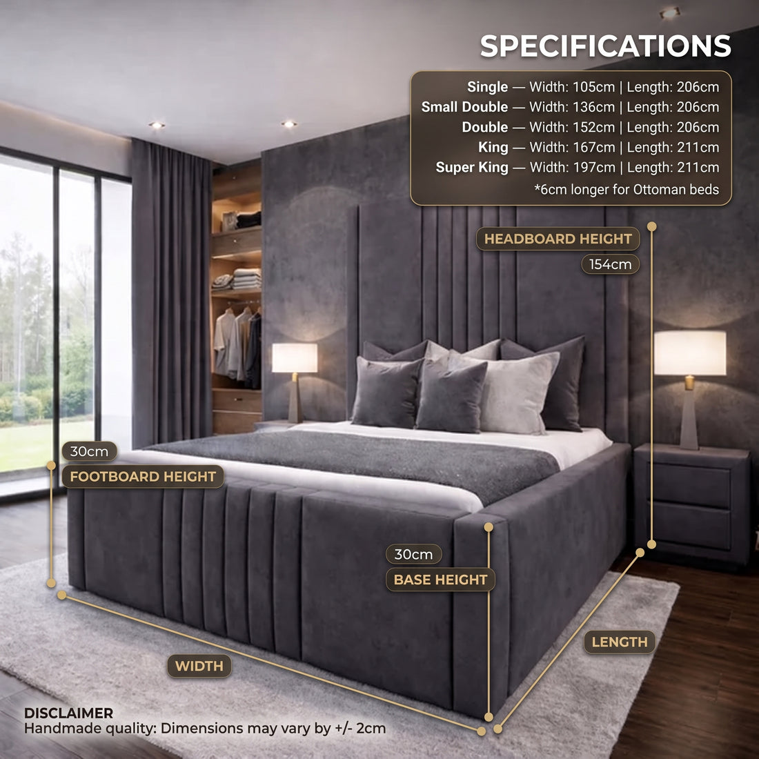 Signature Elite Ottoman Bed — extra-tall headboard UK ottoman bed with storage