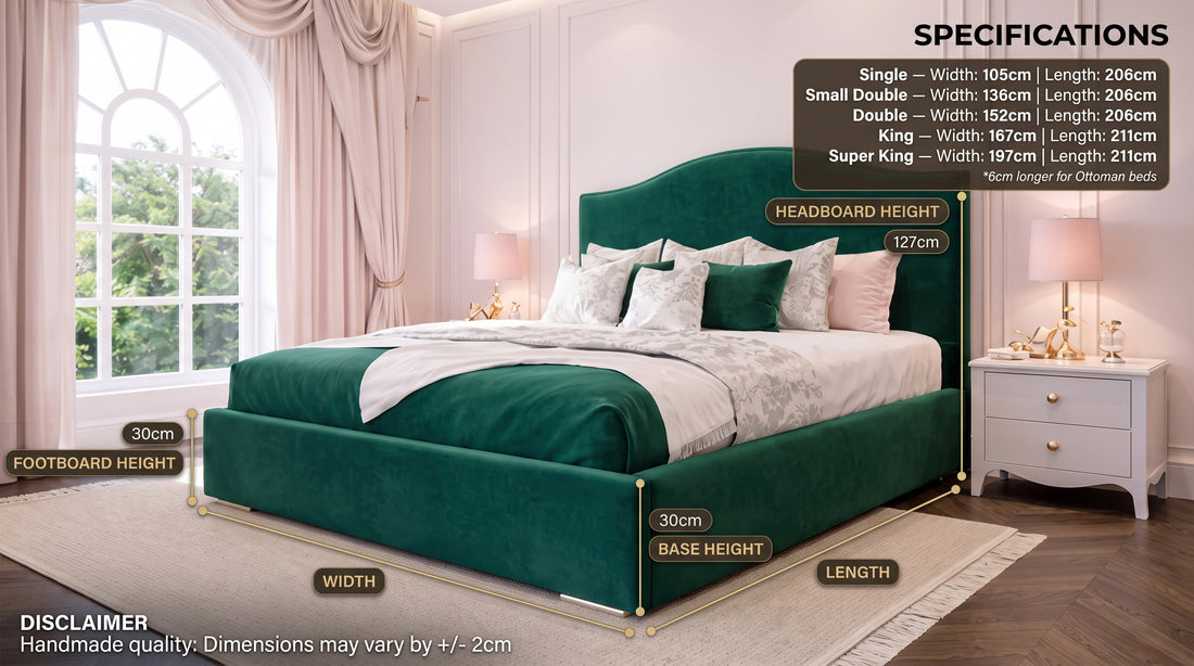 Ascot Deluxe Ottoman Bed — tall headboard UK ottoman bed with gas-lift storage