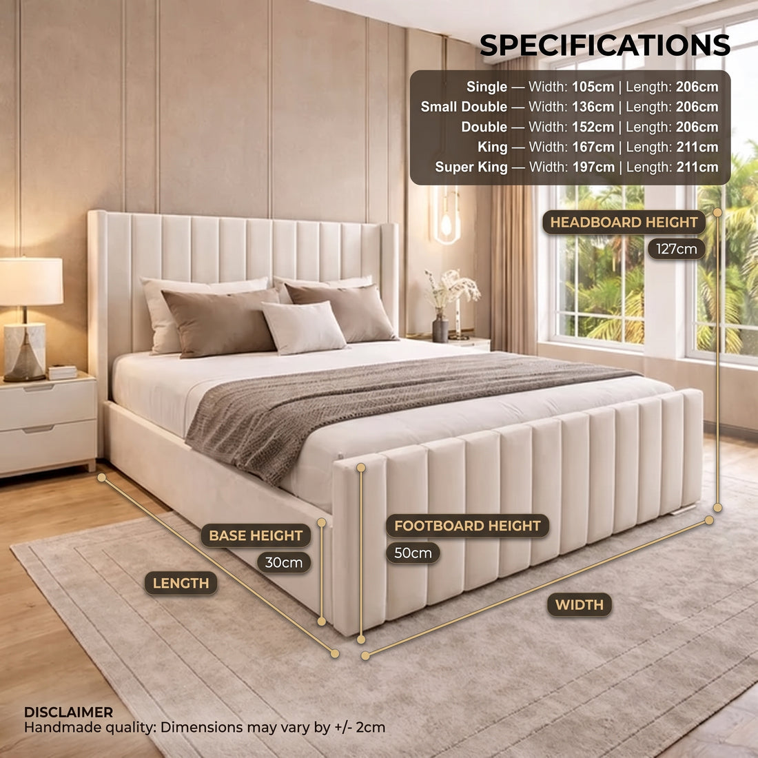 Milano Plush Velvet Ottoman Bed — handcrafted UK velvet ottoman bed with gas-lift storage