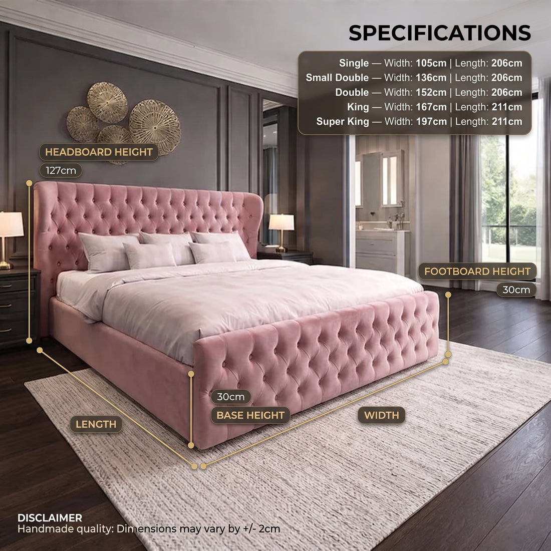 Imperial Diamond Ottoman Storage Bed — diamond-stitched UK ottoman bed with storage