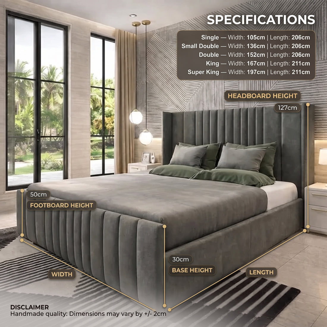 Royal Luxe Ottoman Storage Bed — handcrafted UK ottoman bed with gas-lift storage base