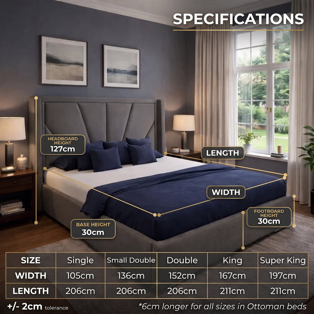Imperial Comfort Ottoman Bed — thickly padded UK ottoman bed with storage