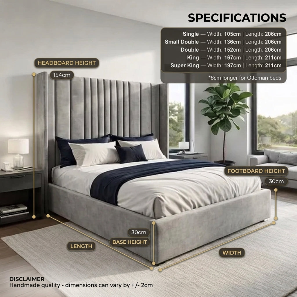 Supreme Sleep Ottoman Storage Bed — tall headboard UK ottoman bed with roomy storage