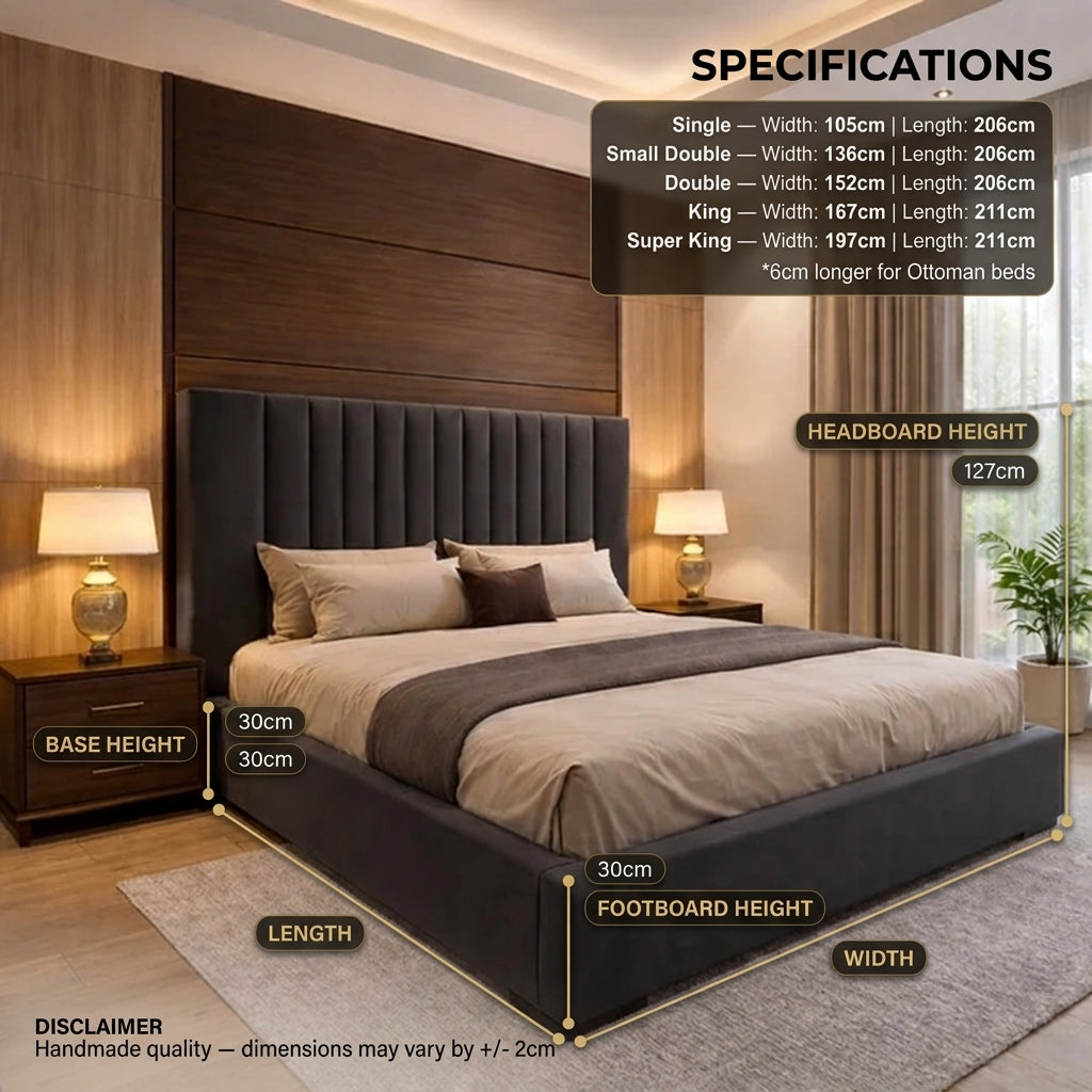 Urban Luxury Ottoman Bed — modern city-style UK ottoman bed with storage