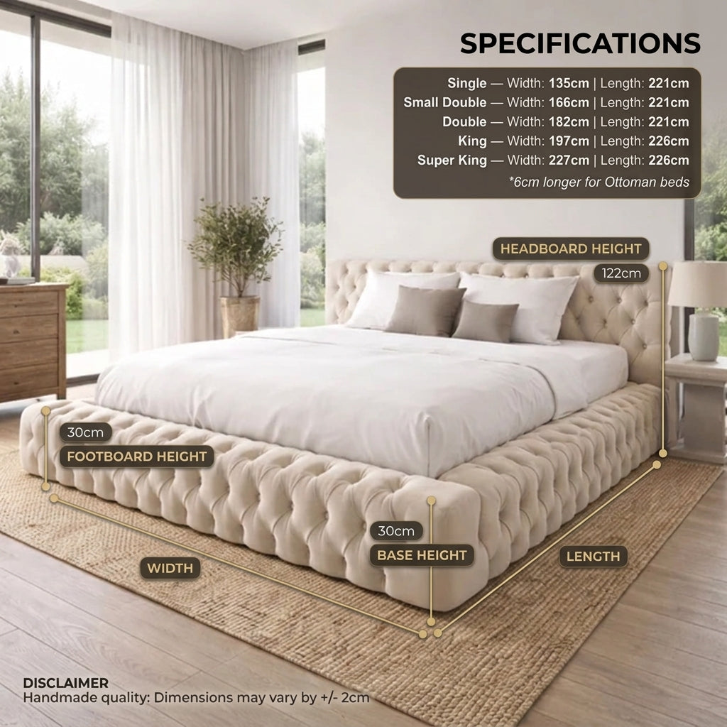 Chic Ambassador Ottoman Bed — designer UK ottoman bed with lift-up storage